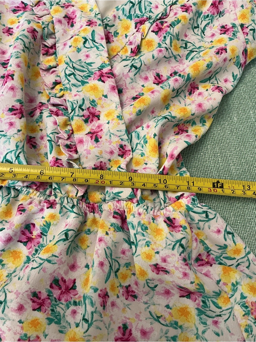 June & Hudson Floral Wrap Mini Dress White Pink Yellow Size S - Picture 9 of 11